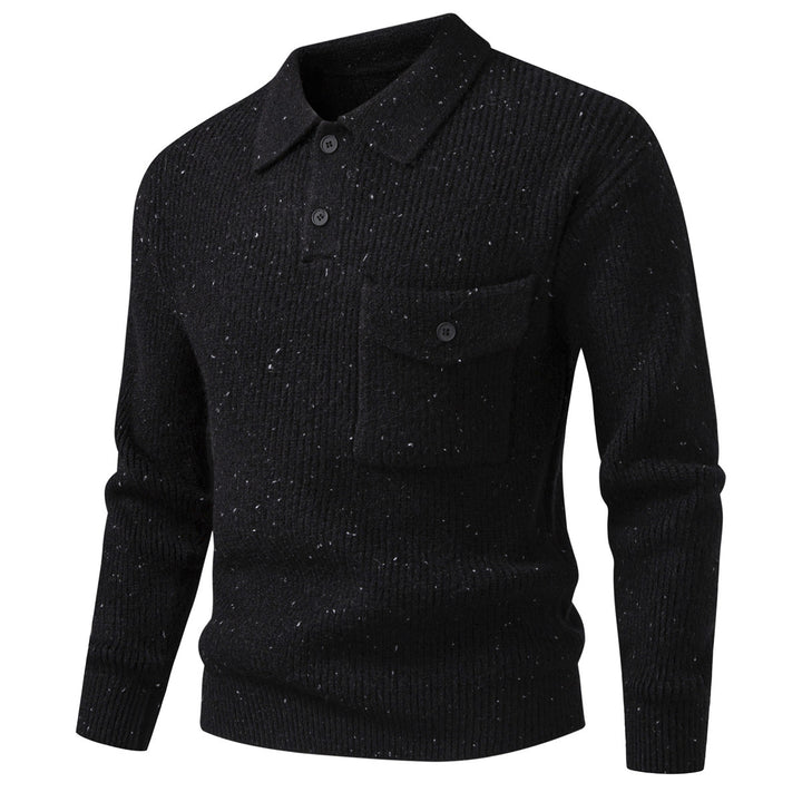 Herren Polokragen-Pullover aus Rippenstrick mit aufgesetzter Brusttasche Echo Archiv