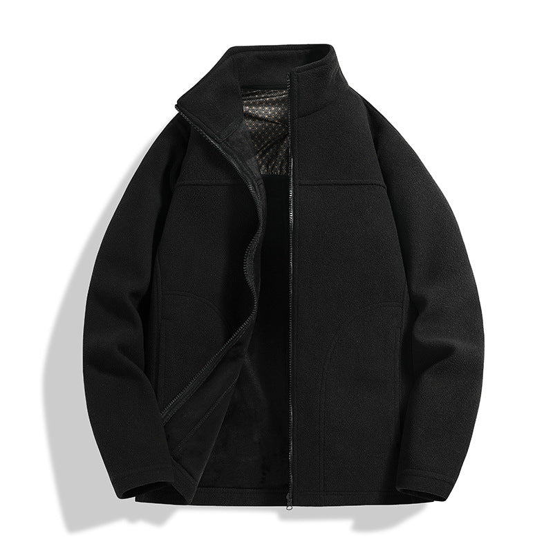 Herren Fleece-Outdoorjacke mit Stehkragen, durchgehendem Reißverschluss und winddichter Innenmembran Echoarchiv