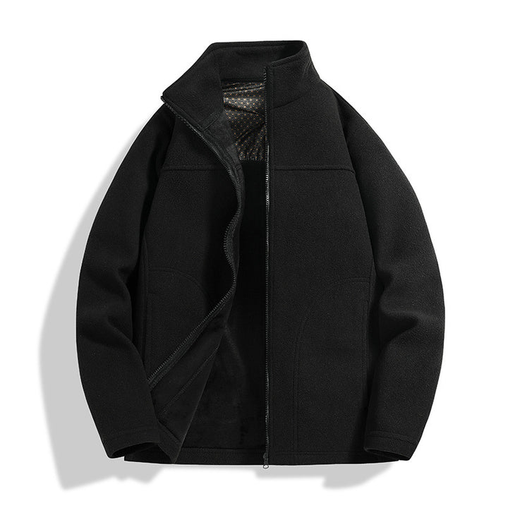 Herren Fleece-Outdoorjacke mit Stehkragen, durchgehendem Reißverschluss und winddichter Innenmembran Echoarchiv