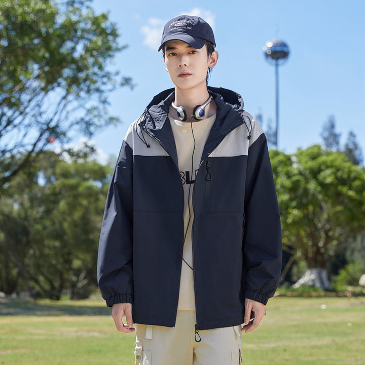 Herren Modische Windbreakerjacke mit verstellbarem Kapuzenkragen Echoarchiv
