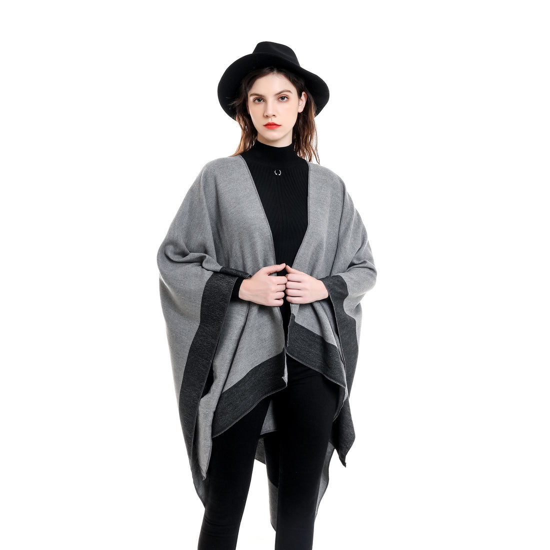 Damen Wendeponcho aus feiner Kaschmir-Mischung – Avérine