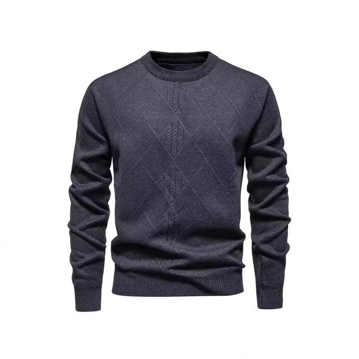 Herren Strickpullover mit strukturiertem Rautenmuster und klassischem Rundhalsausschnitt Echoarchiv