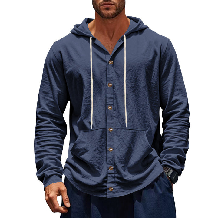 Herren lässiger Kapuzenpullover mit praktischen Knöpfen und großen Taschen Echoarchiv