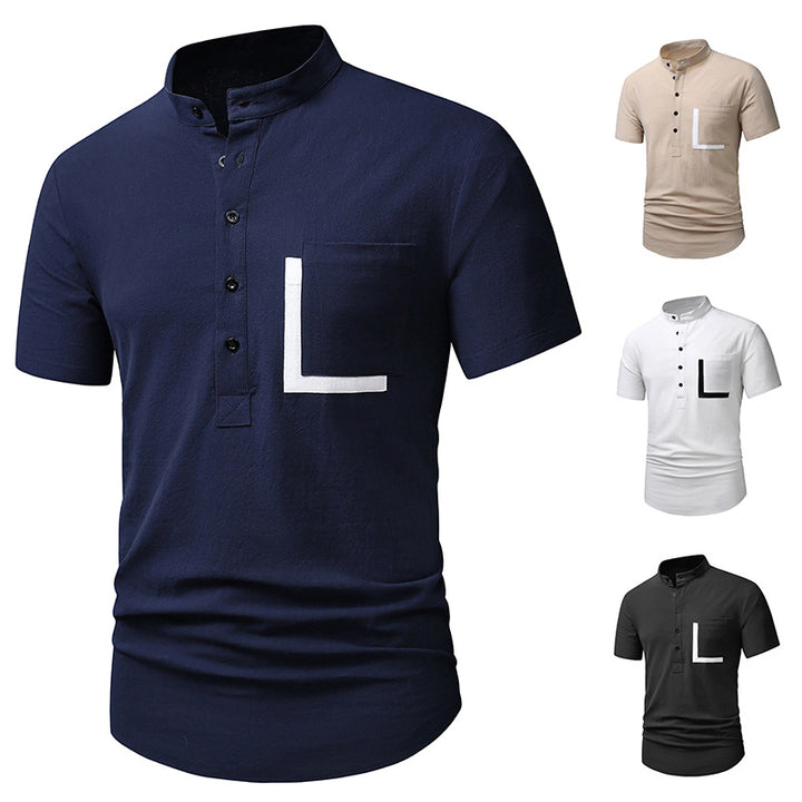 Herren Kurzarm-Henley-Shirt mit praktischem Knopfverschluss Echoarchiv