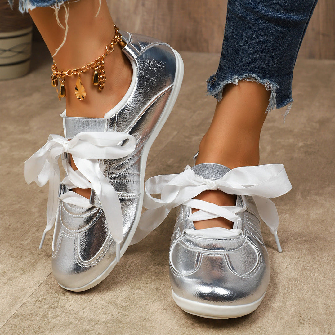 Damen Sportliche Sneaker mit glänzendem Metallic-Obermaterial und bequemer Schnürung Echo Archiv