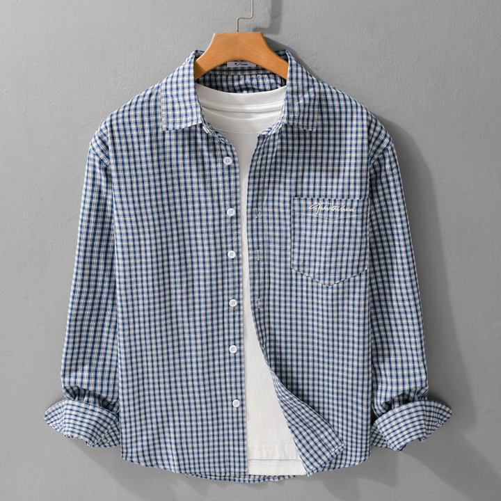 Herren Overshirt-Hemd im feinen Vichy-Karo aus weichem Baumwoll-Twill mit aufgesetzter Brusttasche Echoarchiv
