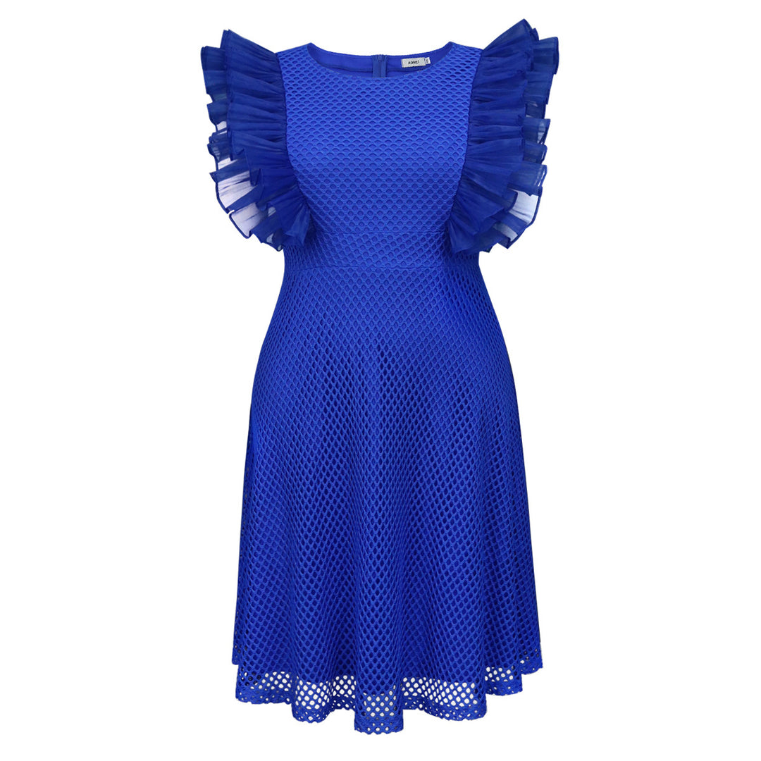 Damen Trendiges Kleid mit Rüschenschulter Echo Archiv