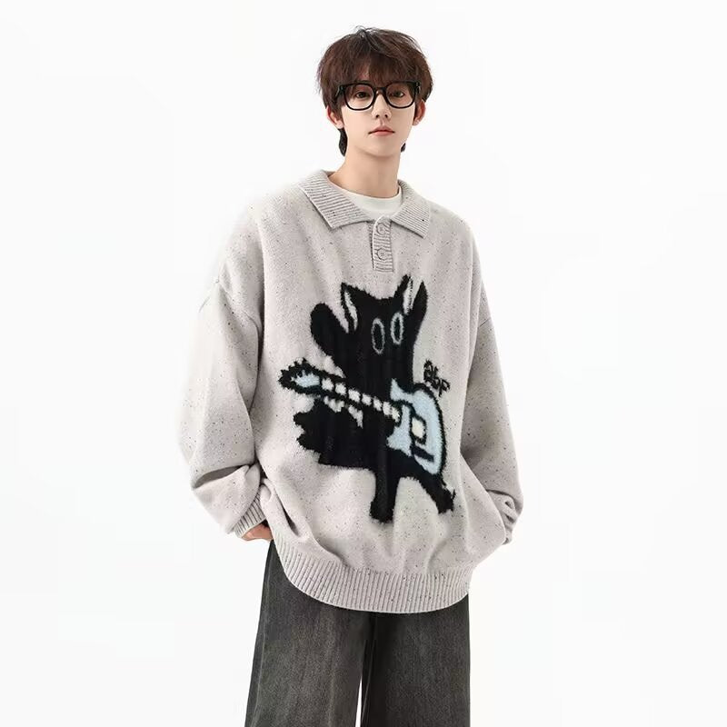 Herren Modischer Pullover mit Kunstmotiv Echoarchiv