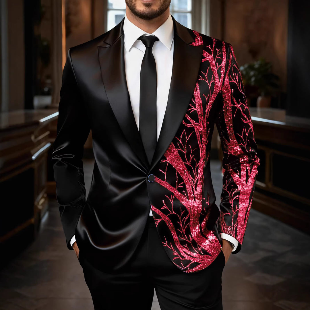 Herren Smoking-Sakko mit Gold-Paillettenbesatz und taillierter Satin-Optik Echo Archiv