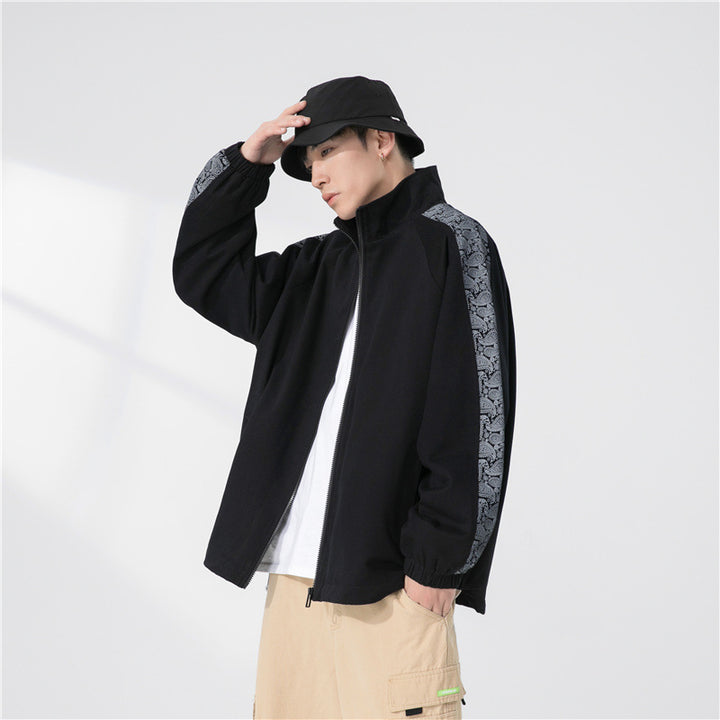 Herren Oversize Übergangsjacke mit Raglanärmeln, Stehkragen und elastischen Bündchen Echoarchiv