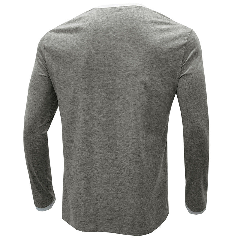 Herren Langarmshirt mit modischem Henley-Ausschnitt und kontrastierender Kragenverarbeitung Echoarchiv