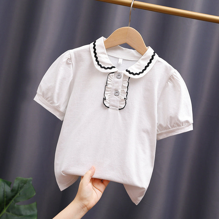 Damen T-Shirt mit dekorativem Rüschenausschnitt Echo Archiv