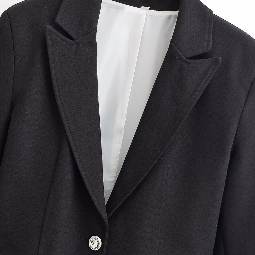 Damen Taillierter Ein-Knopf Business-Blazer mit Pattentaschen Echo Archiv