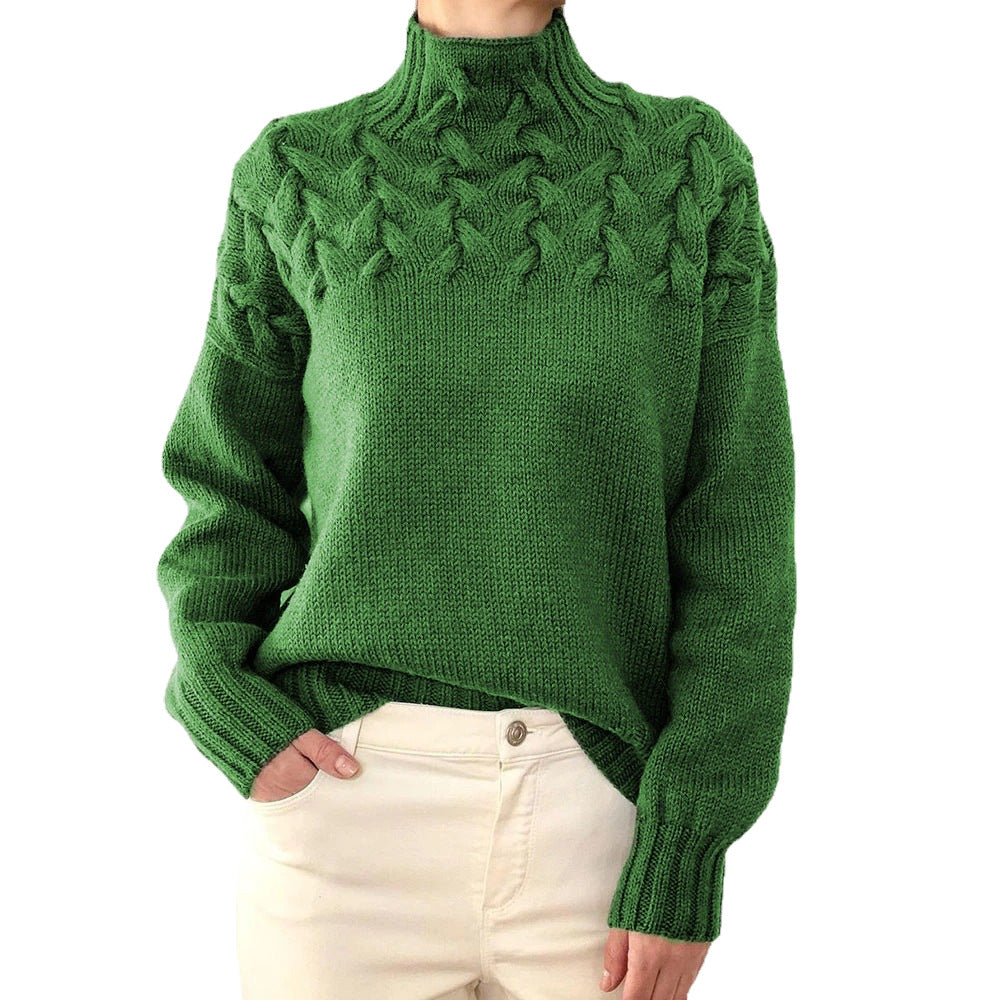 Damen nan Strickpullover mit Zopfstruktur und hohem Rollkragen Echo Archiv