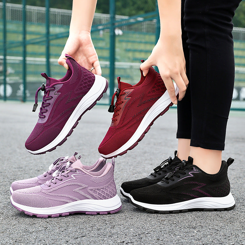 Damen nan atmungsaktiver Strick-Laufsneaker mit Schnellzug-Schnürung, gepolsterter EVA-Zwischensohle und profiliertem Laufsohle Echo Archiv