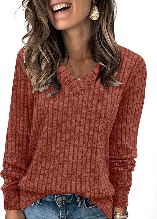 Damen Gerippter V‑Ausschnitt Feinstrickpullover mit lässiger Oversize-Passform Echo Archiv