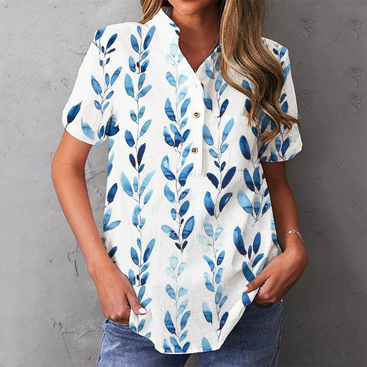 Damen elegante und florale Bluse mit Knopfdetail Echo Archiv