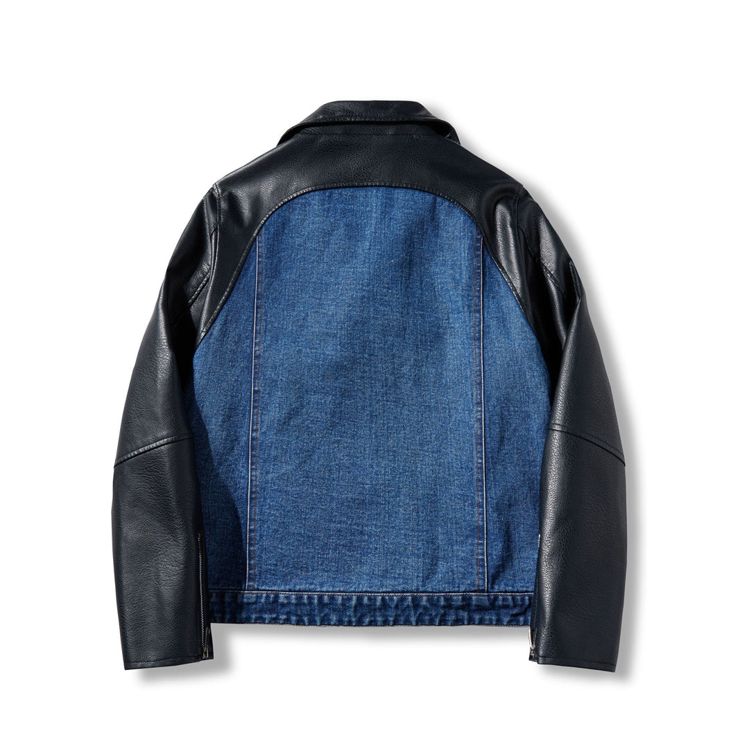 Herren Lederimitat und Jeans Kombi-Jacke Echoarchiv