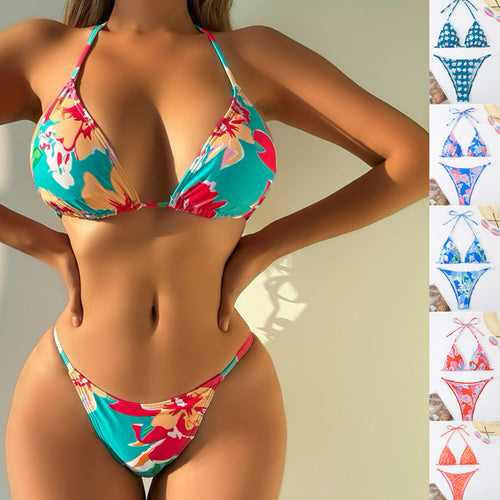 Damen Triangel-Bikini mit verspieltem floralem Design und verstellbaren Trägern Echo Archiv