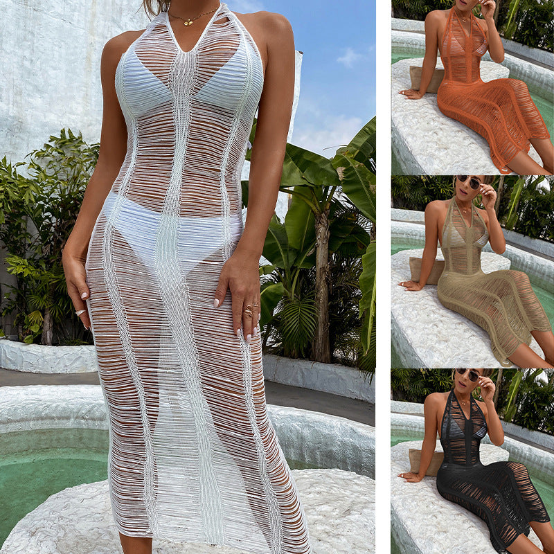 Damen Häkel-Strandkleid mit fransigen Elementen und hoher Taille Echo Archiv