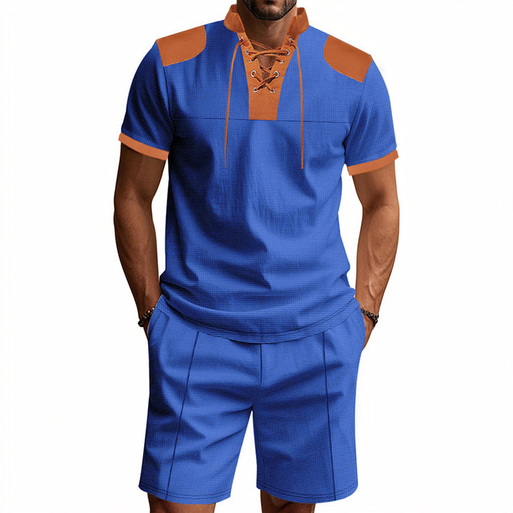 Herren lässiges Sport-Set mit dezenten Kontrastdetails und funktionalem Kragen Echoarchiv