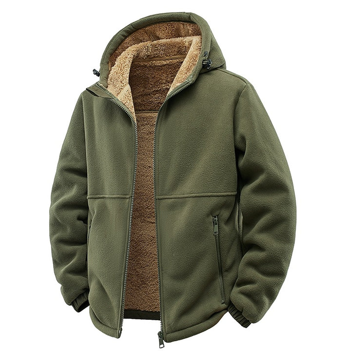 Herren Gefütterte Teddy-Fleece-Kapuzenjacke mit Zwei-Wege-Reißverschluss & Reißverschlusstaschen Echoarchiv