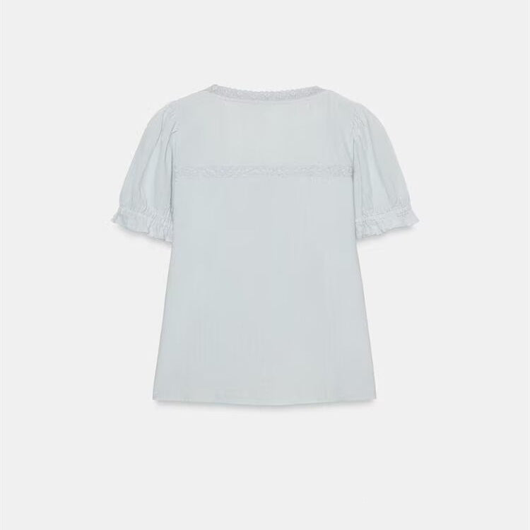 Damen luftige Bluse mit Rüschendetails und dekorativen Knöpfen Echo Archiv