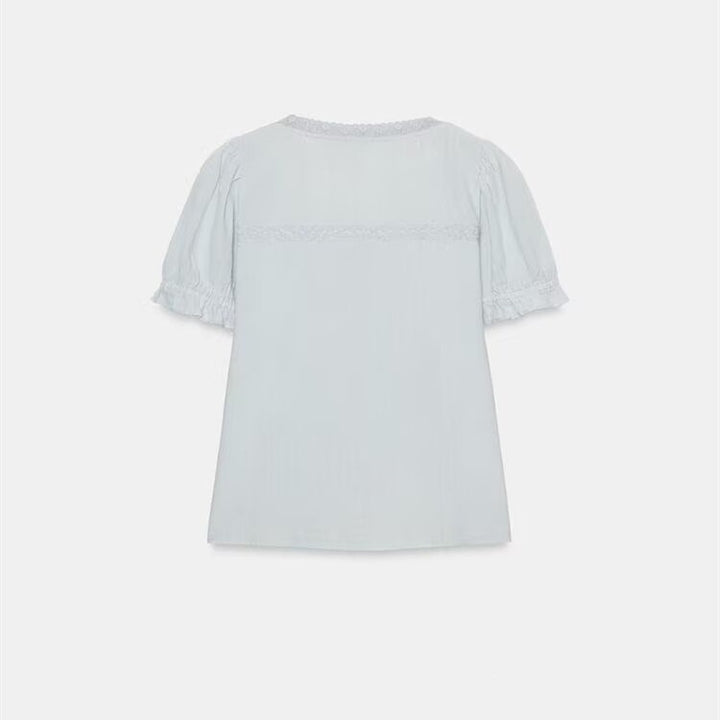 Damen luftige Bluse mit Rüschendetails und dekorativen Knöpfen Echo Archiv