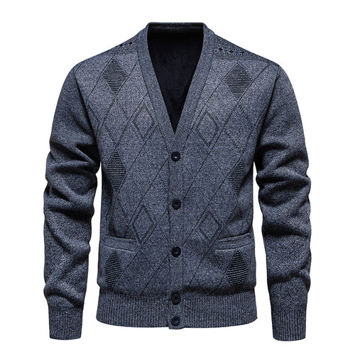 Herren stilvolle Strickjacke mit Rautenmuster Echoarchiv