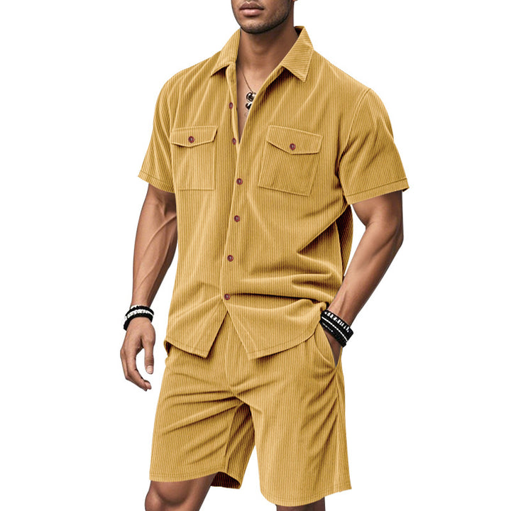 Herren Kurzarm-Hemd und Shorts Set mit praktischen Taschen und bequemer Passform Echoarchiv