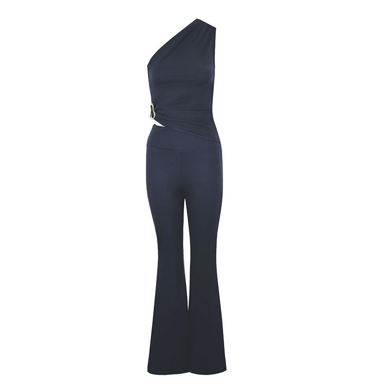 Damen Eleganter Jumpsuit mit asymmetrischem Design und dekorativer Taillierung Echo Archiv