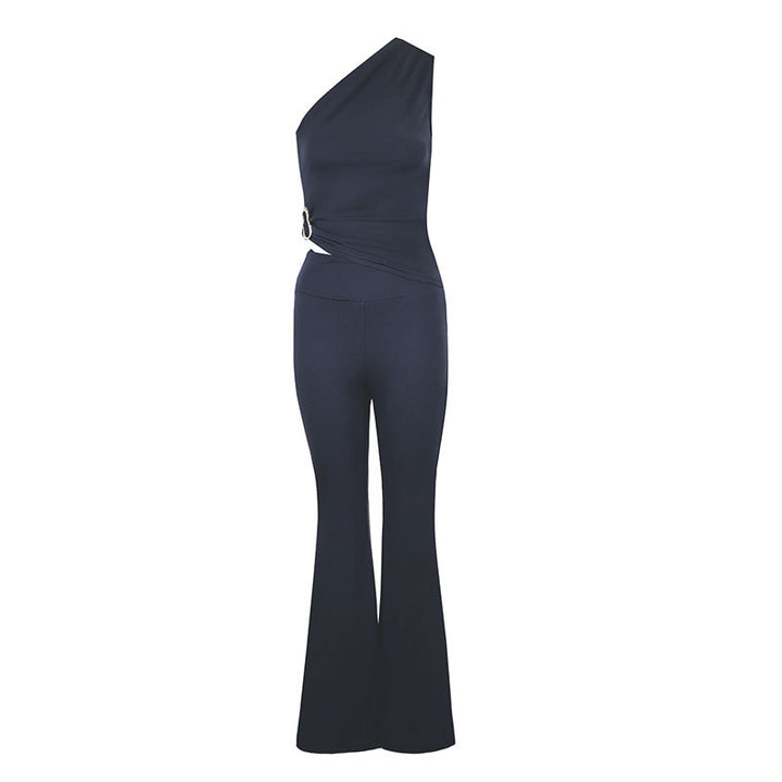 Damen Eleganter Jumpsuit mit asymmetrischem Design und dekorativer Taillierung Echo Archiv