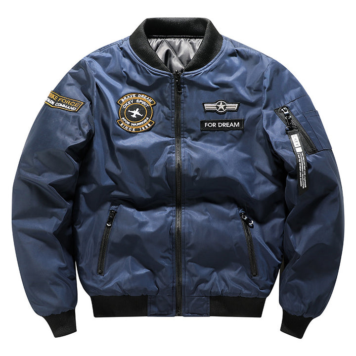Herren -isolierte Flugzeug-Patch gepolsterte Bomberjacke mit Reißverschluss-Ärmeltasche Echo Archiv