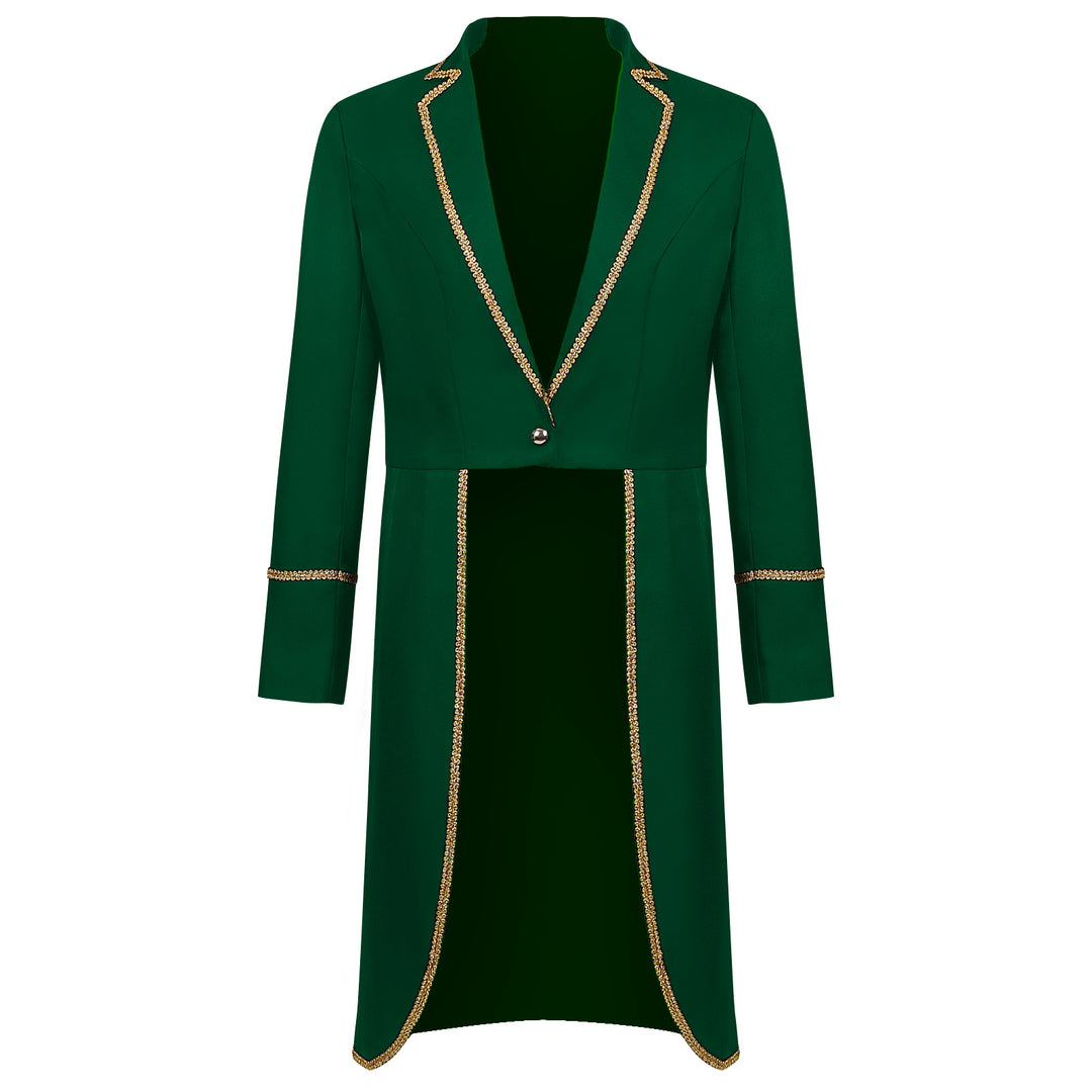 Damen nan langer taillierter Blazer-Mantel mit goldener Kettendetail und einreihigem Verschluss Echo Archiv
