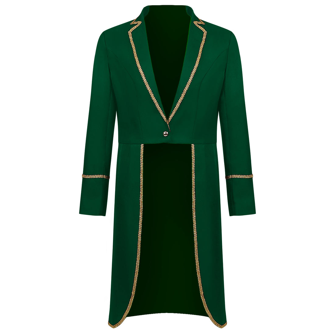 Damen langer taillierter Blazer-Mantel mit goldener Kettendetail und einreihigem Verschluss – Valéne