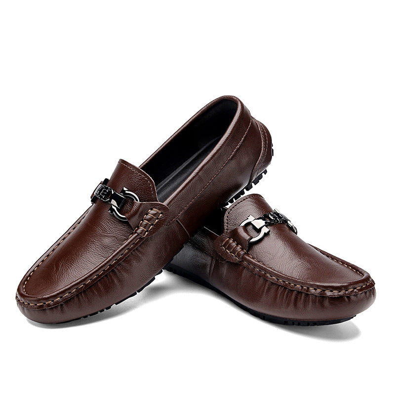 Herren eleganter Mokassin‑Loafer aus softem Kunstleder mit dekorativer Metallschnalle und profilierter Gummilaufsohle Echo Archiv