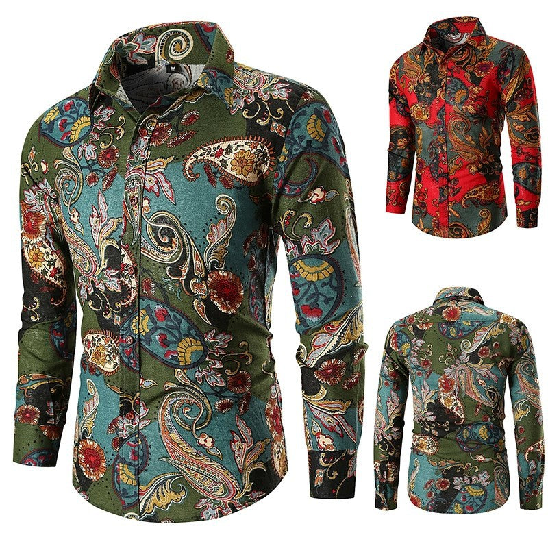 Herren Langarmhemd mit extravaganten Paisleymuster und feiner Baumwollqualität Echoarchiv