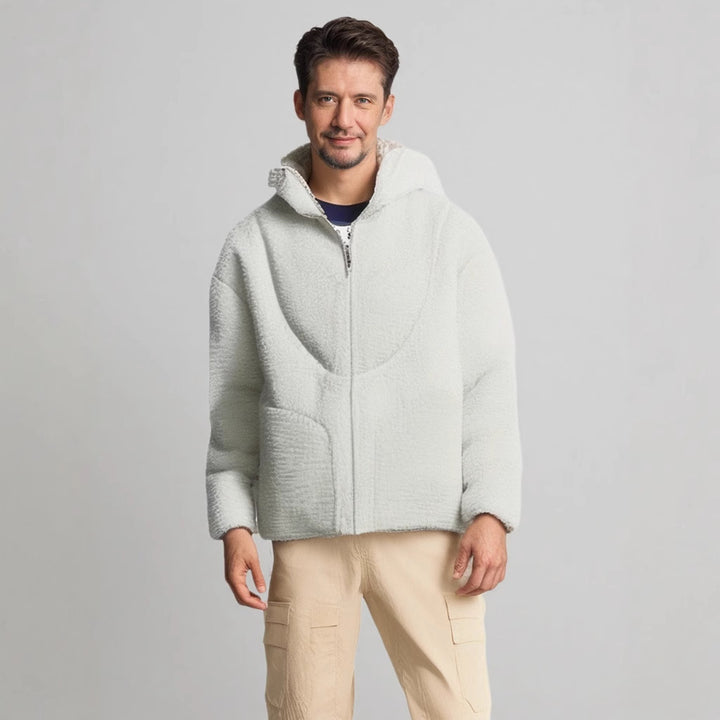Herren Gemütliche Teddyjacke mit Kontrastnähten Echoarchiv
