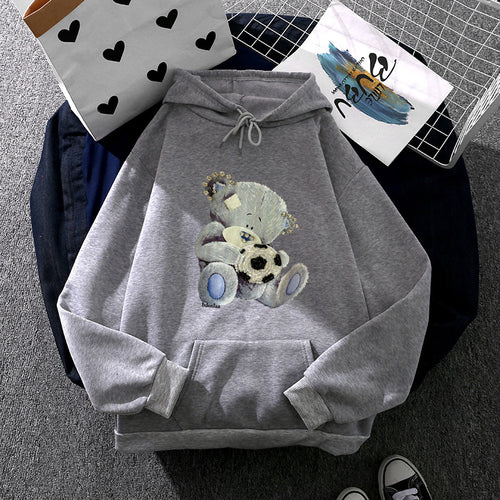 Damen kuscheliger Kapuzenpullover mit Teddy-Applikation, weichem Fleece-Futter und Kängurutasche – Auréline