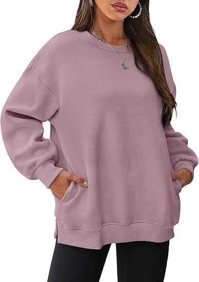 Damen nan lässiger Oversize-Sweatpullover mit seitlichen Eingrifftaschen, geripptem Saum und überschnittener Schulter Echo Archiv