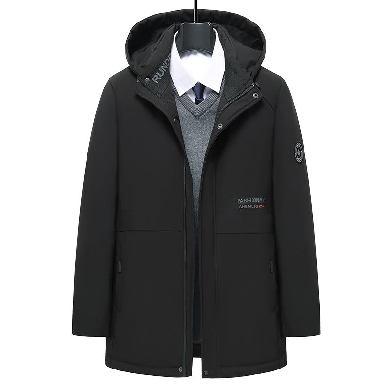 Herren mittellanger Thermoparka mit Kapuze, wind- und wasserabweisender Performance-Außenhülle – Marzano