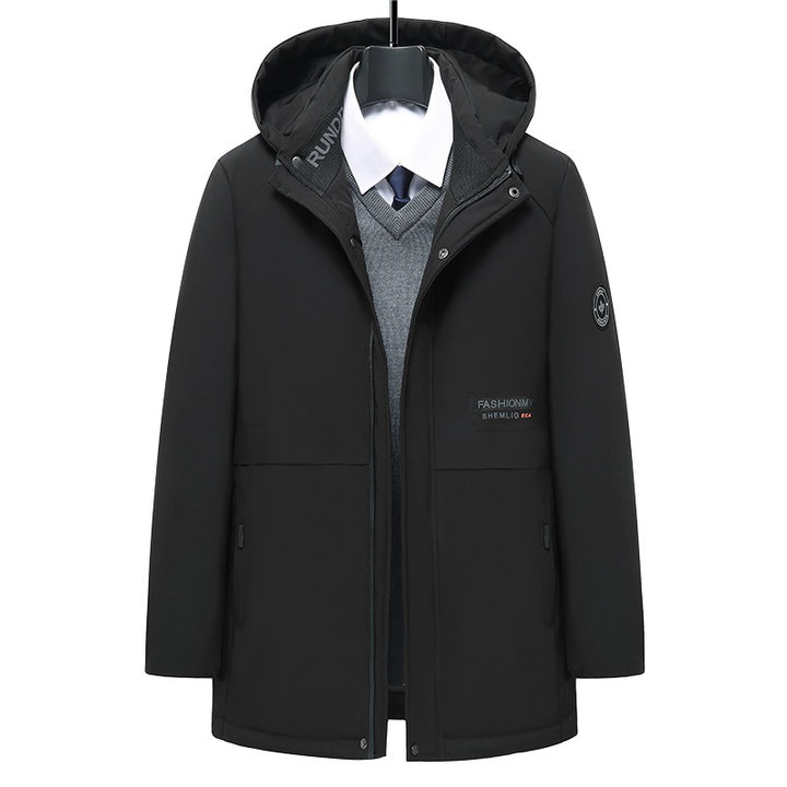 Herren mittellanger Thermoparka mit Kapuze, wind- und wasserabweisender Performance-Außenhülle – Marzano