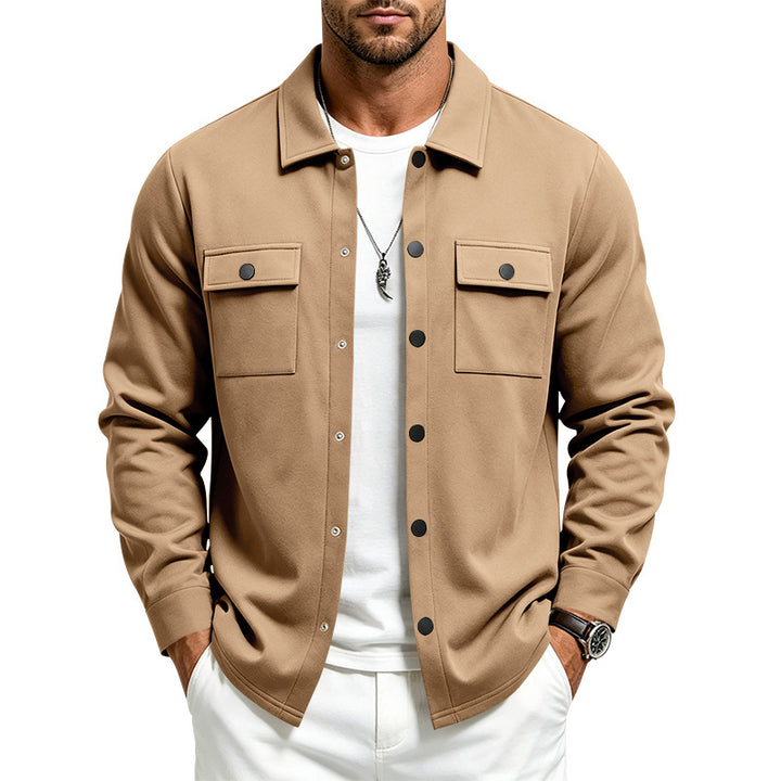 Herren Overshirt-Jacke mit Druckknopfleiste und aufgesetzten Brusttaschen – Taviero
