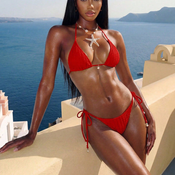 Damen Triangel-Bikini mit strukturierter Textur Echo Archiv