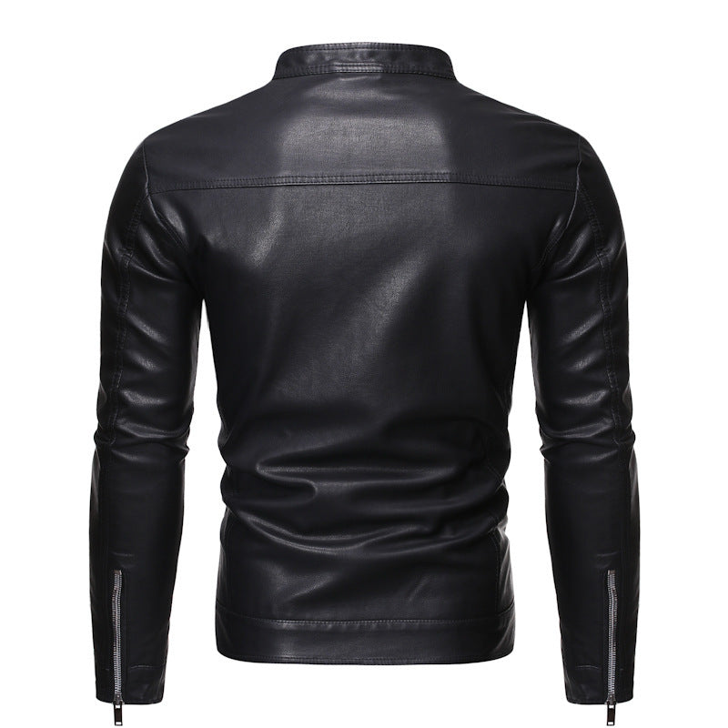 Herren Slim‑Fit Pilotblouson aus weichem Kunstleder mit Druckknopf‑Stehkragen Echo Archiv