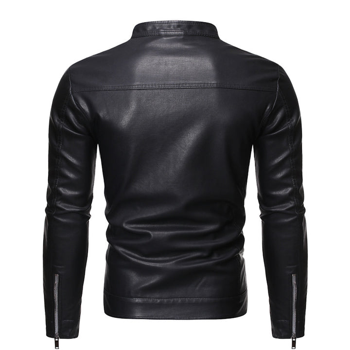 Herren Slim‑Fit Pilotblouson aus weichem Kunstleder mit Druckknopf‑Stehkragen Echo Archiv