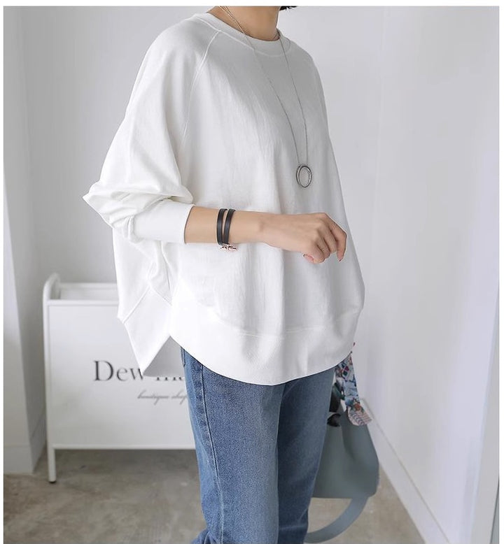 Damen Oversize-Sweatshirt mit Raglanärmeln, abgerundetem Saum und Seitenschlitzen Echoarchiv
