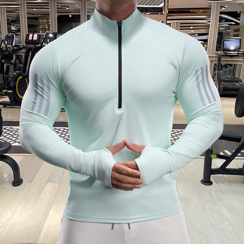 Herren Atmungsaktives Fitness-Oberteil mit kurzem Reißverschluss Echoarchiv