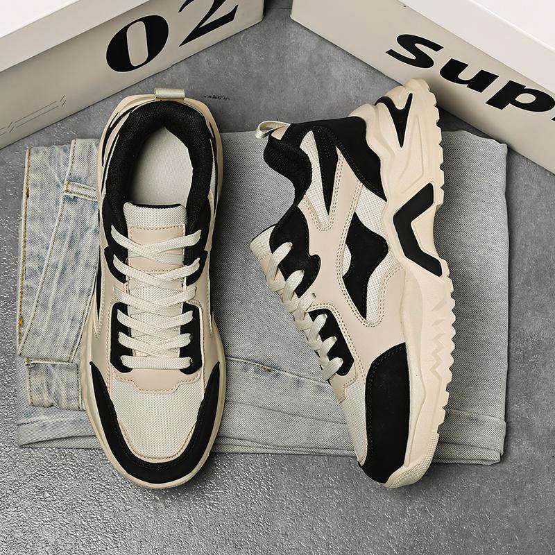 Herren Chunky Retro-Sneaker mit Wellen-Overlay und robuster Profilsohle Echoarchiv