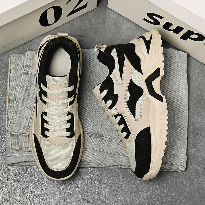 Herren Chunky Retro-Sneaker mit Wellen-Overlay und robuster Profilsohle Echoarchiv